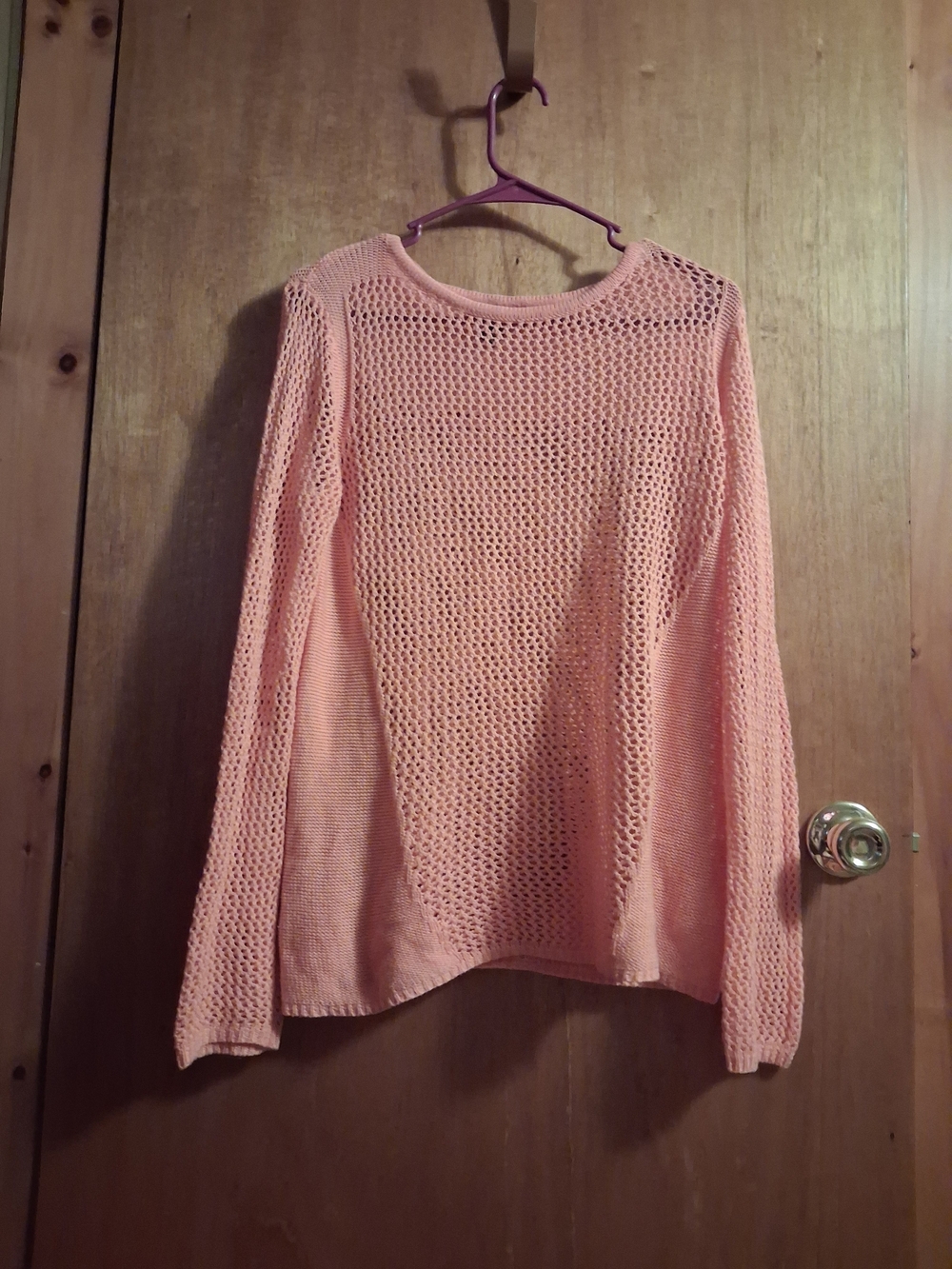 Style & Co. Pink Open-Knit Long Sleeve Coverup